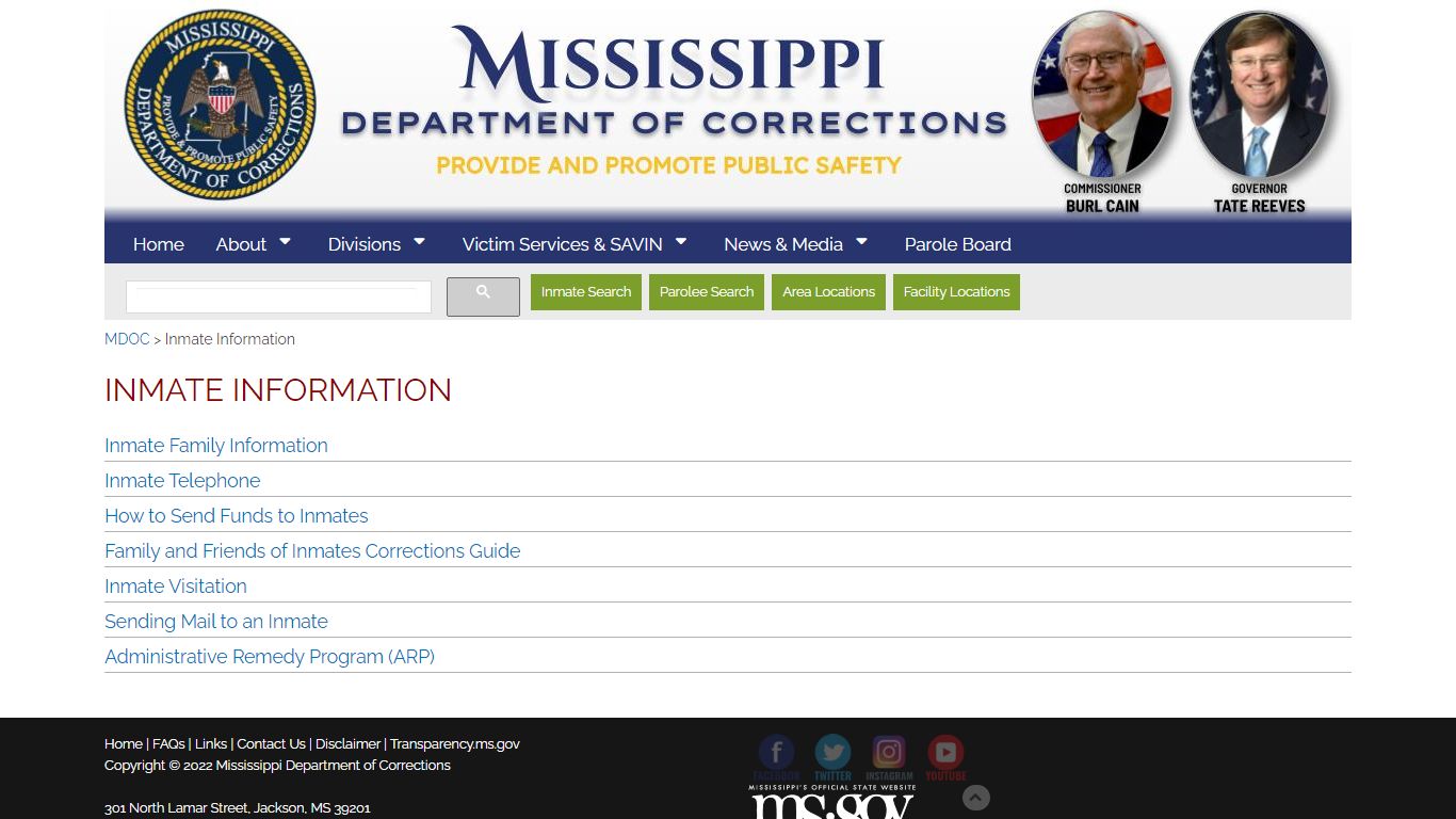 Inmate Information - MS